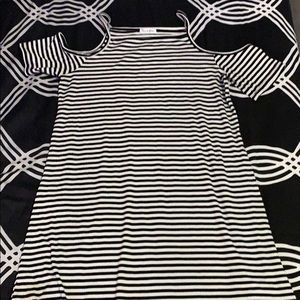 Black and white striped dress